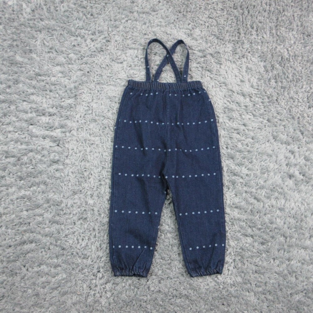 BOPOP Overalls Boys 2T Blue Denim Polka Dot Pull On Elastic Waist Casual NWT